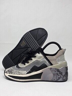Gianni Bini Malloy Chunky Silver Metallic Snakeskin Trendy Fashion Sneakers 7